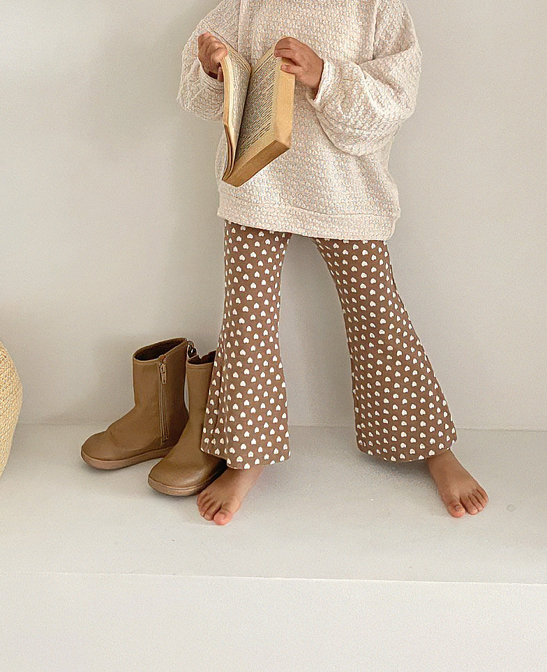 Heart Bootcut Pants - Beige