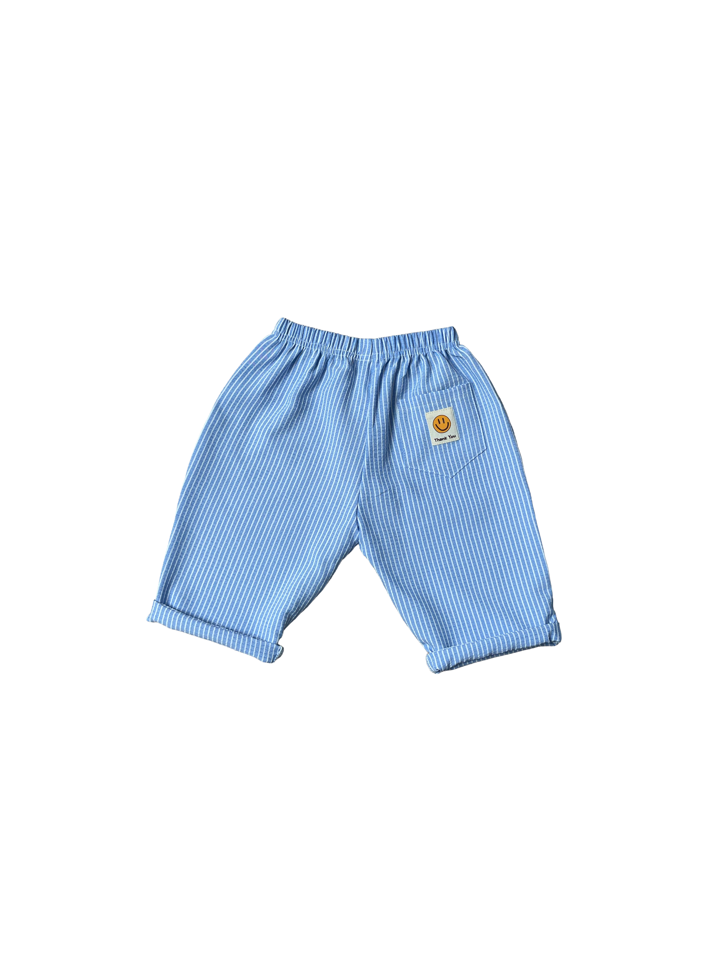 Smiley Striped Pants - Sky